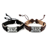 I LOVE JESUS Handmade Leather Bracelet
