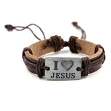 I LOVE JESUS Handmade Leather Bracelet