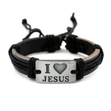 I LOVE JESUS Handmade Leather Bracelet